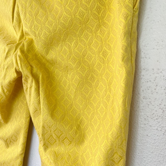 Banana Republic Yellow Brocade Cropped Ankle Pants Geometric Print Tailored - Picture 5 of 12